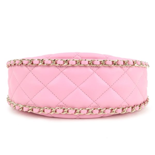 36941 6 3 Chanel Matelasse Small Hobo Chain Lambskin Shoulder Bag Pink