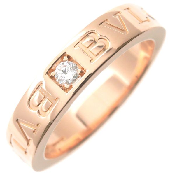 36984 6 1 Bvlgari Double Logo Ring 1P Diamond K18PG Pink Gold