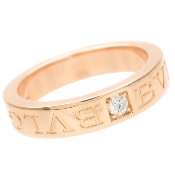 36984 6 5 Bvlgari Double Logo Ring 1P Diamond K18PG Pink Gold