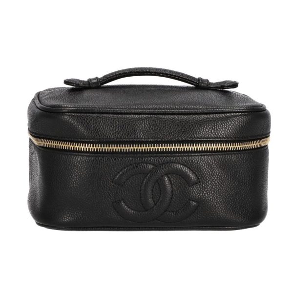 37000 1 Chanel Cocomark Caviar Skin Vanity Bag Black