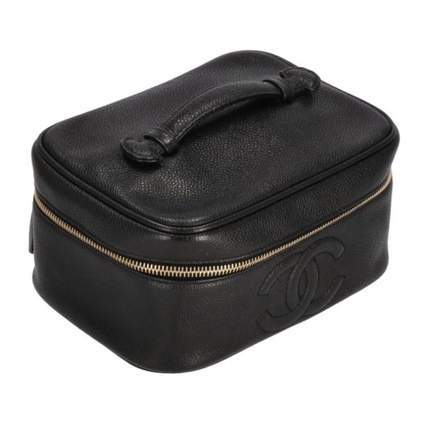 37000 6 Chanel Cocomark Caviar Skin Vanity Bag Black