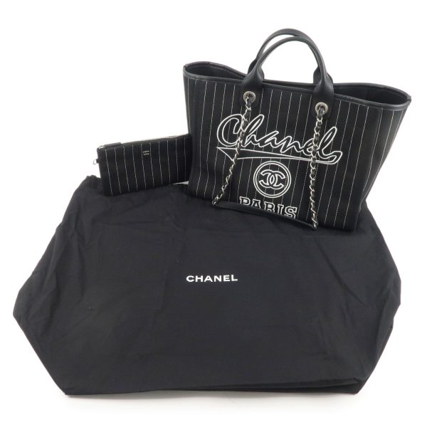 37115 6 12 Chanel Deauville GM Leather Tote Bag Black