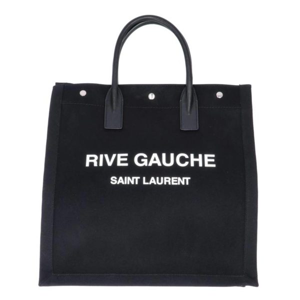 37191 1 Saint Laurent Rive Gauch Logo Canvas Hand Bag Beige