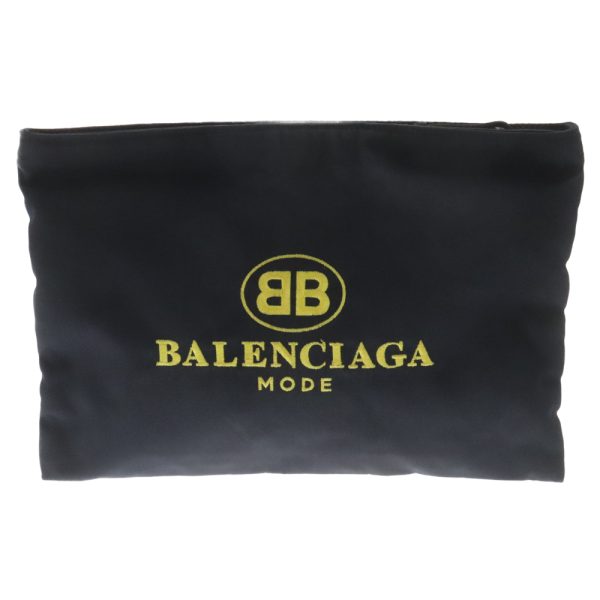 3724e310001 1 BALENCIAGA Bb Logo Clutch Bag Nylon Black