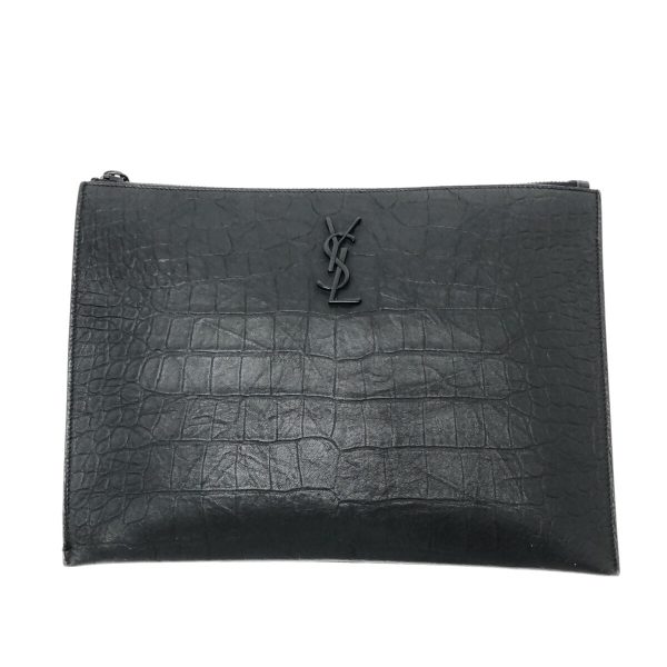 37294997 1 Saint Laurent Paris Embossed Leather Clutch Bag Black