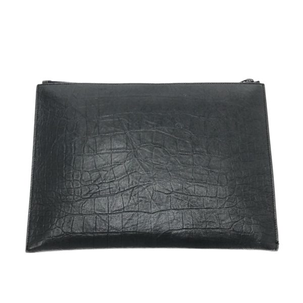 37294997 3 Saint Laurent Paris Embossed Leather Clutch Bag Black