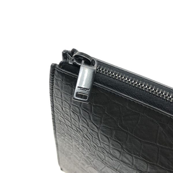 37294997 8 Saint Laurent Paris Embossed Leather Clutch Bag Black