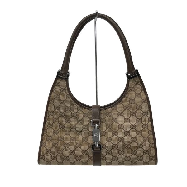 37341257 1 Gucci Jackie GG Pattern Handbag Dark Brown