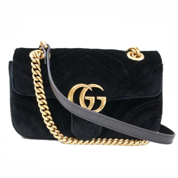 37348 1 Gucci GG Marmont Chain Shoulder Bag Black