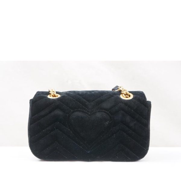 37348 2 Gucci GG Marmont Chain Shoulder Bag Black