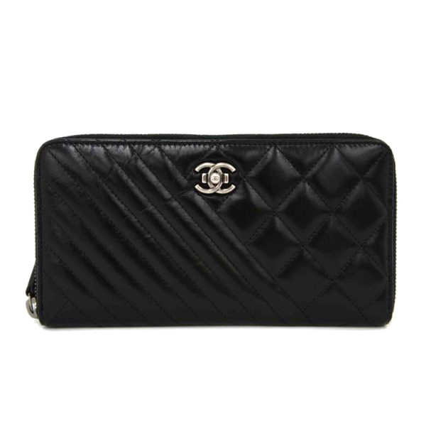 37444 1 Chanel Chevron Wallet Boy Black