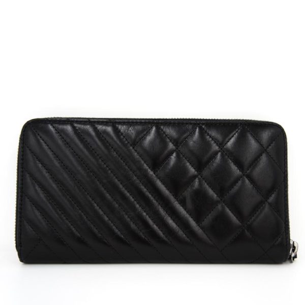 37444 2 Chanel Chevron Wallet Boy Black