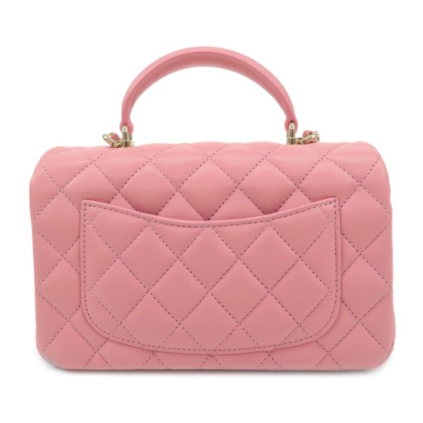 37523 2 2 Chanel Matelasse Top Handle Mini Flap Lambskin Shoulder Bag Pink