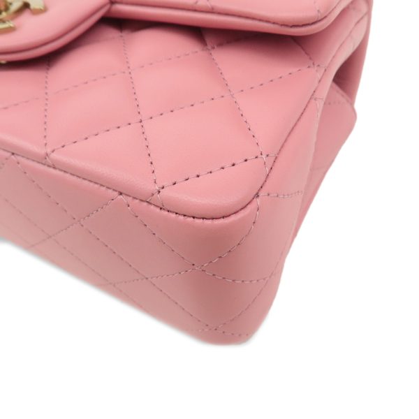 37523 2 5 Chanel Matelasse Top Handle Mini Flap Lambskin Shoulder Bag Pink