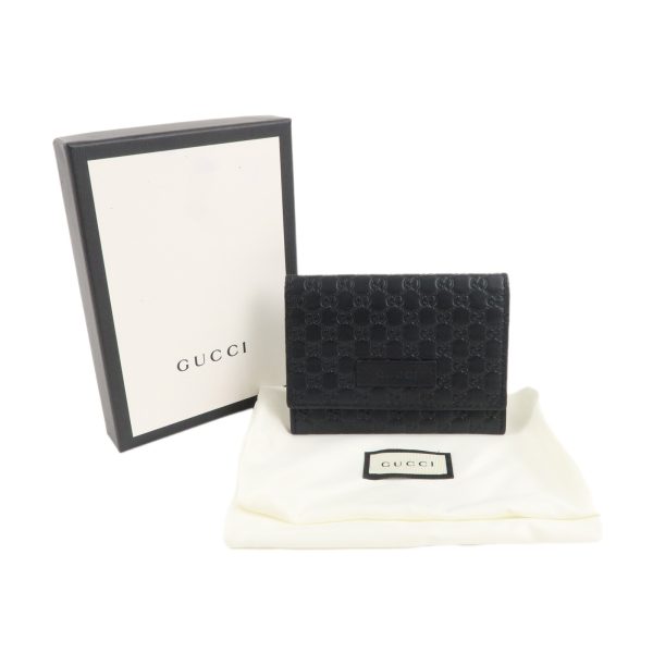 37724 16 12 Gucci Micro Guccissima Leather Card Case Business Card Holder Black