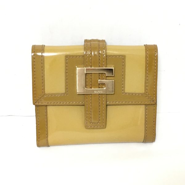 37792471 1 Gucci Double hook Wallet Yellow Brown Leather Enamel