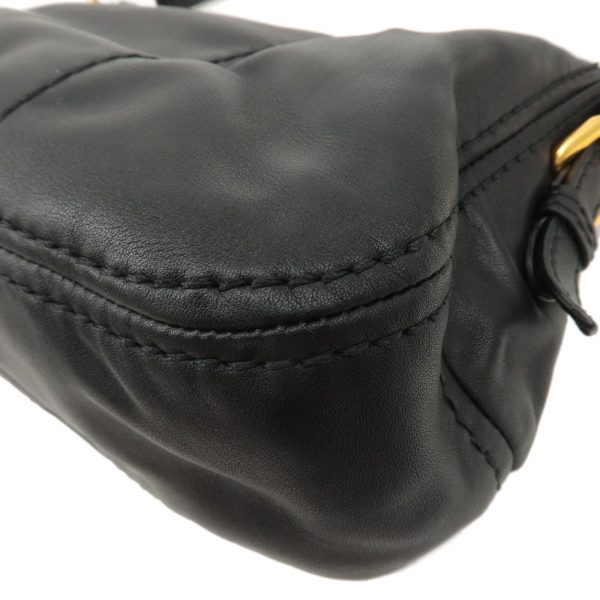 37794 7 7 Prada Leather One Shoulder Bag Black