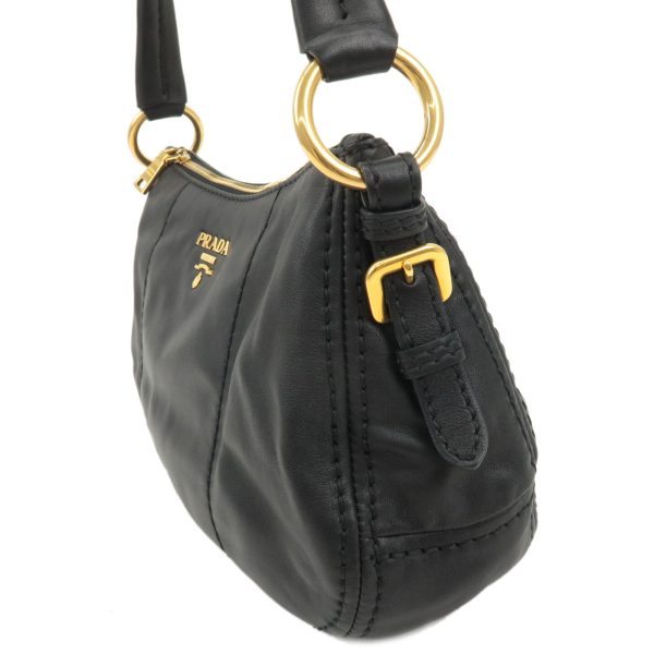 37794 7 8 Prada Leather One Shoulder Bag Black