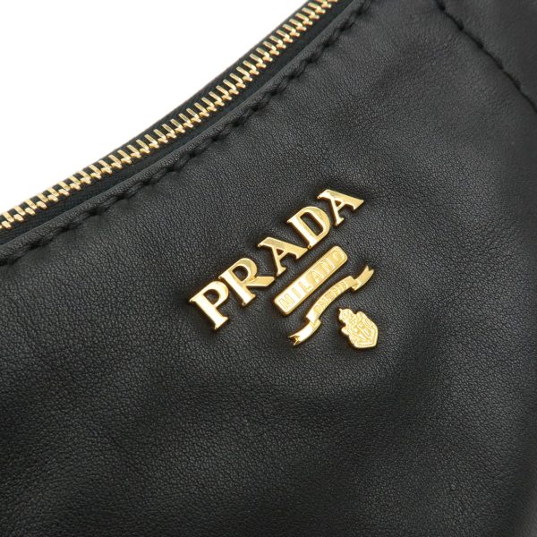 37794 7 9 Prada Leather One Shoulder Bag Black