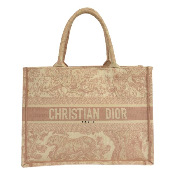 37883470 1 Christian Dior Book Tote Medium Toile De Jouy Embroidery Jacquard Pink