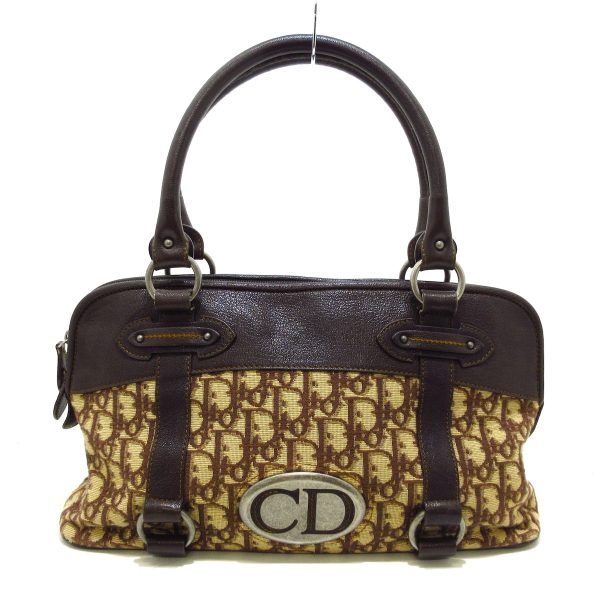 37894019 1 Christian Dior Trotter Handbag Jacquard Leather Brown