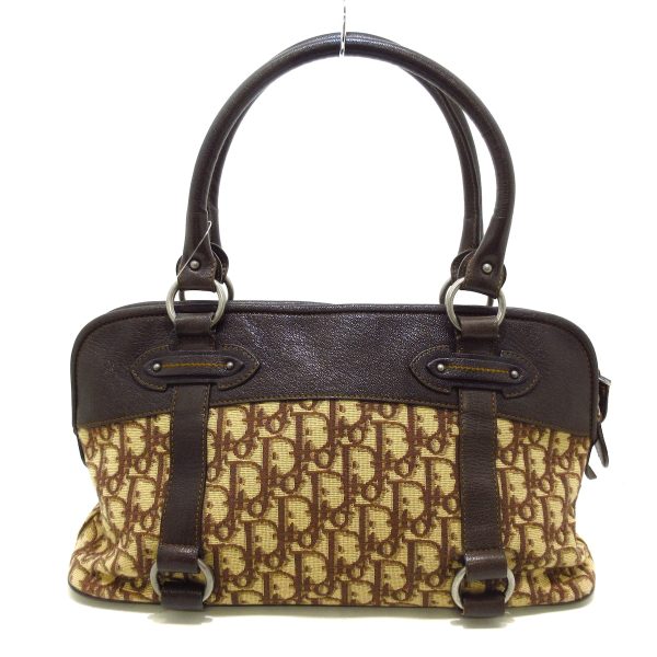 37894019 3 Christian Dior Trotter Handbag Jacquard Leather Brown