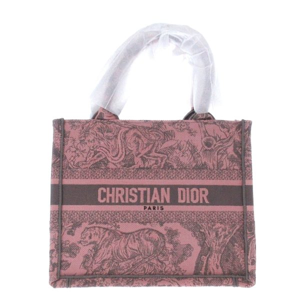 37907631 1 Christian Dior Book Tote Small Toile de Jouy Embroidery Jacquard Pink