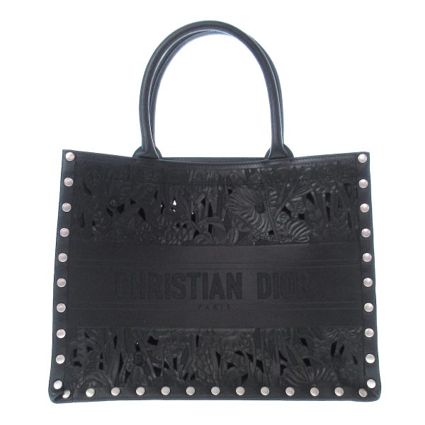 37907643 1 Christian Dior Book Tote Medium Resort Collection Studs Flowers Leather Black