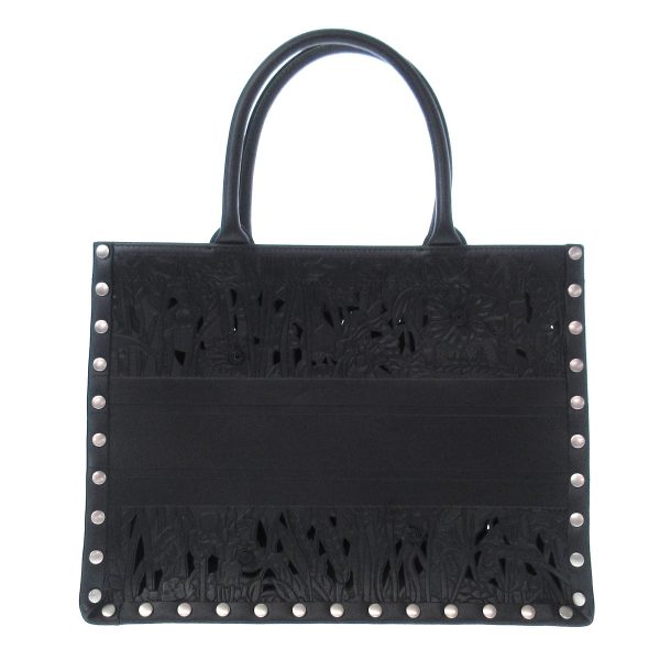 37907643 3 Christian Dior Book Tote Medium Resort Collection Studs Flowers Leather Black