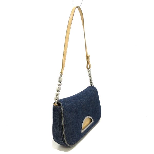 37908584 2 Christian Dior Maris Pearl Shoulder Bag Denim Leather Navy