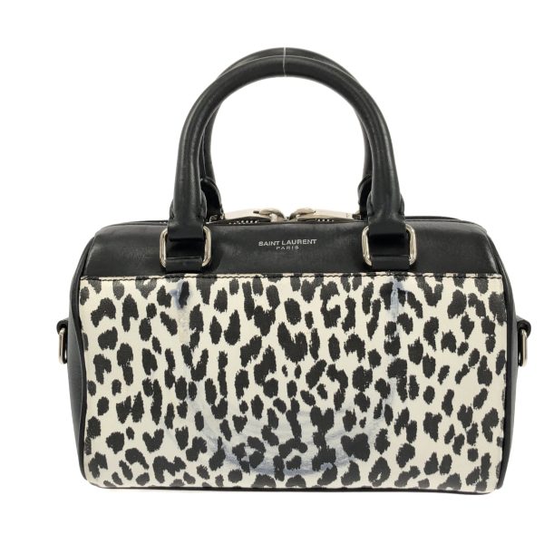 37942488 1 Saint Laurent Paris Duffle Leopard Leather Mini Bag BlackWhite