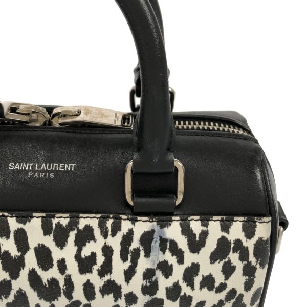 37942488 9 Saint Laurent Paris Duffle Leopard Leather Mini Bag BlackWhite