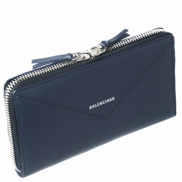 381226dlq0n4222 Balenciaga Paper Long Wallet Dark Blue