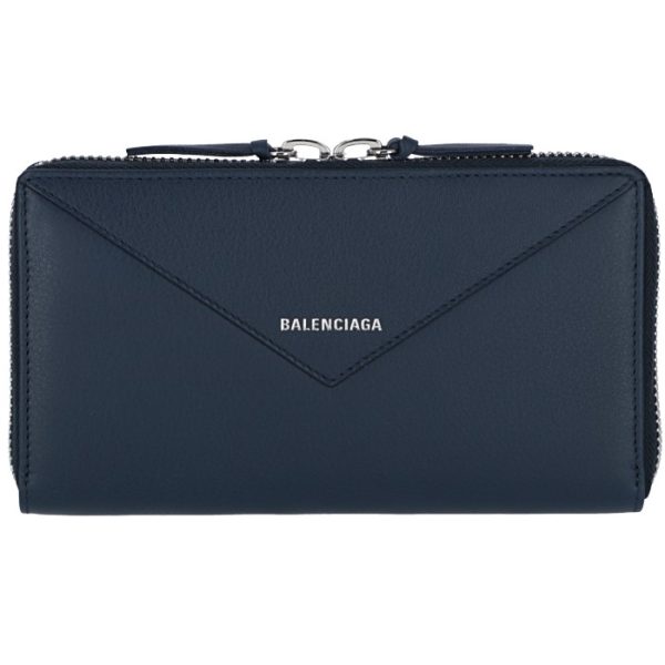 381226dlq0n4222 1 Balenciaga Paper Long Wallet Dark Blue