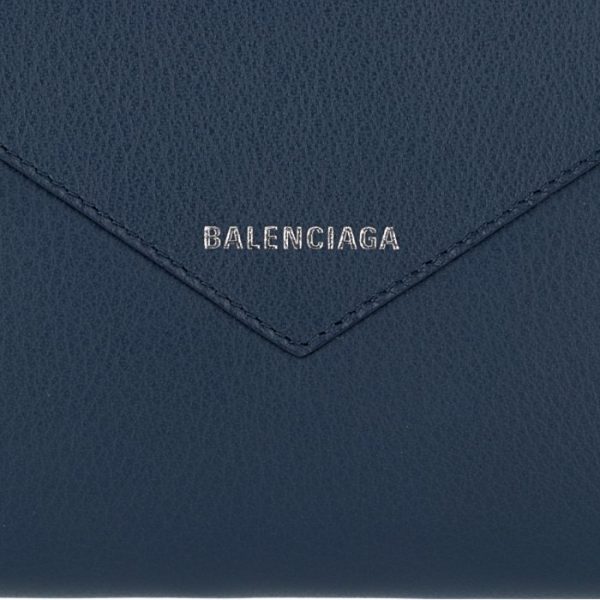 381226dlq0n4222 3 Balenciaga Paper Long Wallet Dark Blue