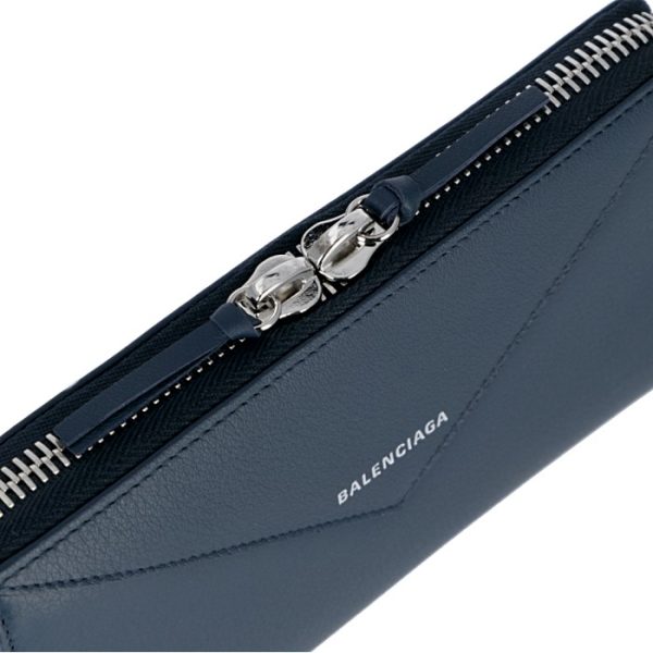 381226dlq0n4222 5 Balenciaga Paper Long Wallet Dark Blue