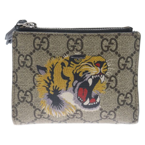 3824c020004 1 GUCCI Tiger Bifold Wallet GG Supreme Canvas Beige