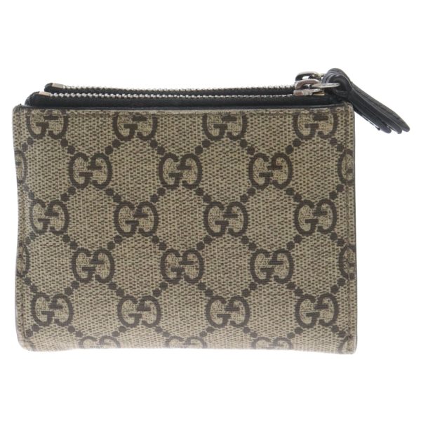 3824c020004 2 GUCCI Tiger Bifold Wallet GG Supreme Canvas Beige