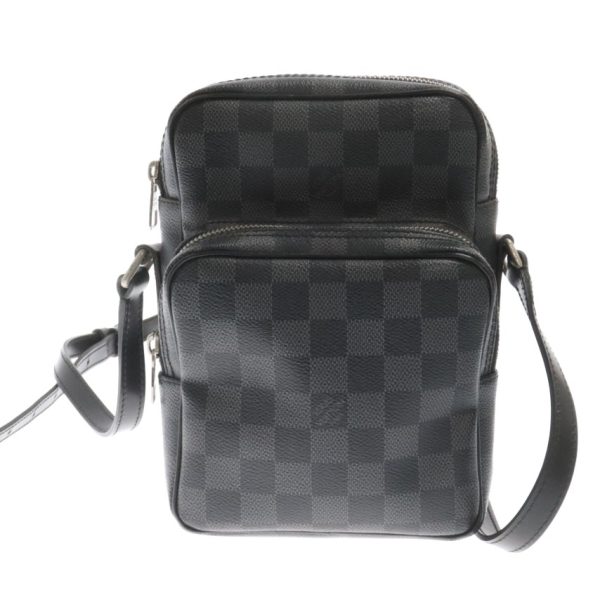 3824d150011 1a Louis Vuitton Damier Graphite Rem Shoulder Bag Leather Black