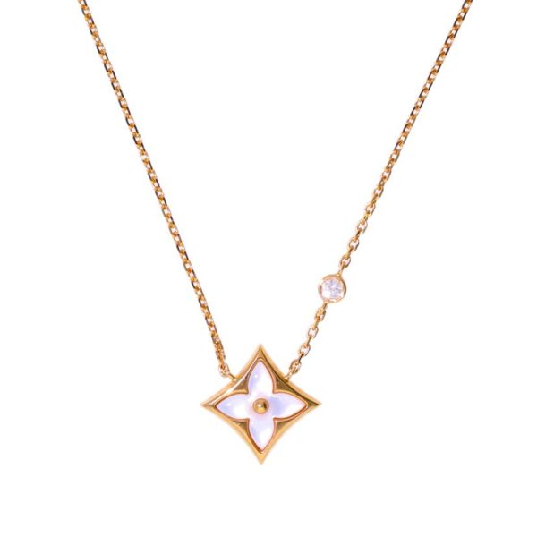 38317 1 Louis Vuitton Tifster Blossom Pandant BB Necklace White Gold