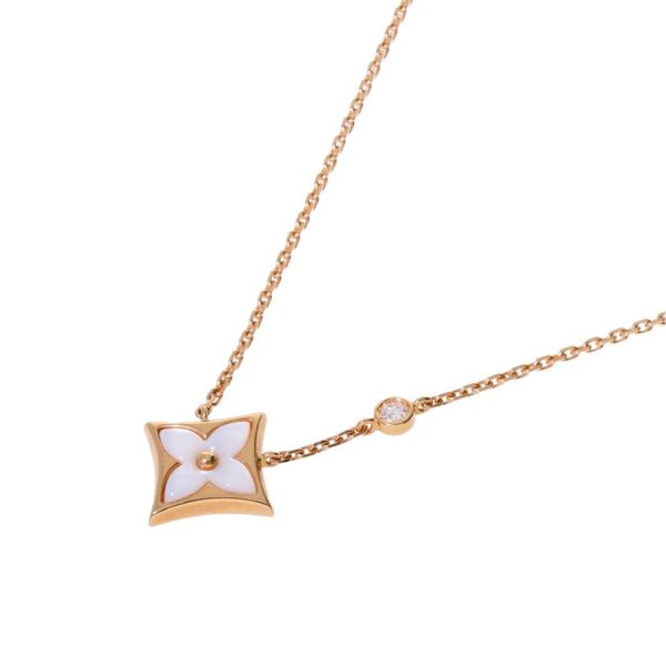 38317 2 Louis Vuitton Tifster Blossom Pandant BB Necklace White Gold