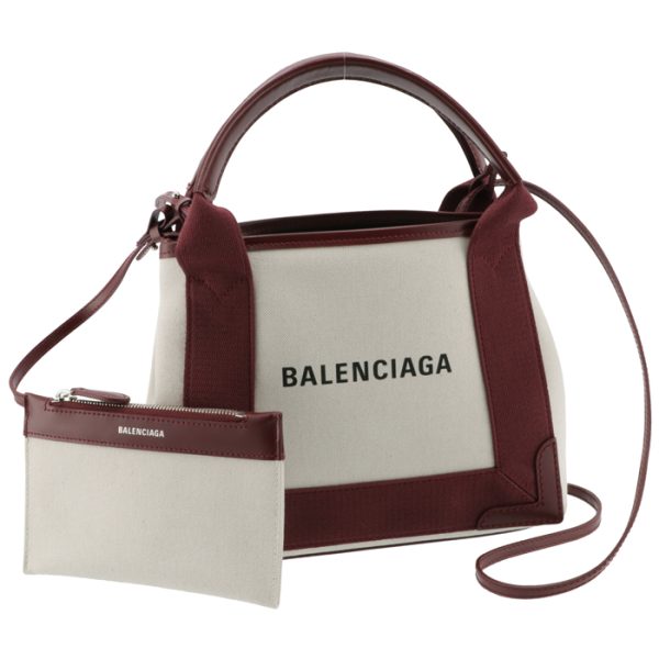 3903462hh3n9262 Balenciaga Navy Cabas XS Canvas Tote Bag Dark Red