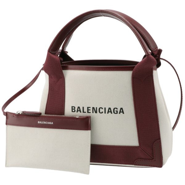 3903462hh3n9262 1 Balenciaga Navy Cabas XS Canvas Tote Bag Dark Red