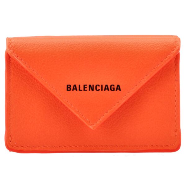 39144618d5n7560 1 Balenciaga Paper Trifold Mini Wallet Orange