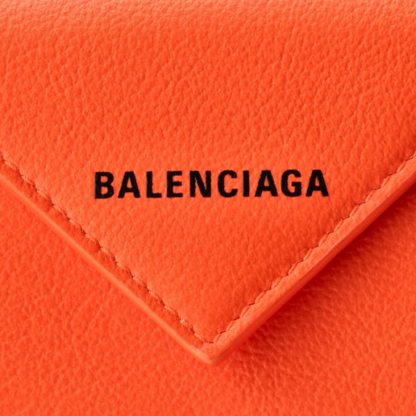 39144618d5n7560 3 Balenciaga Paper Trifold Mini Wallet Orange