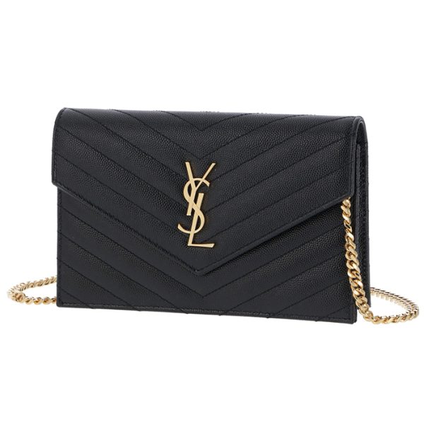 393953bow011000 1 Saint Laurent Crossbody Long Wallet Monogramme Matel Black