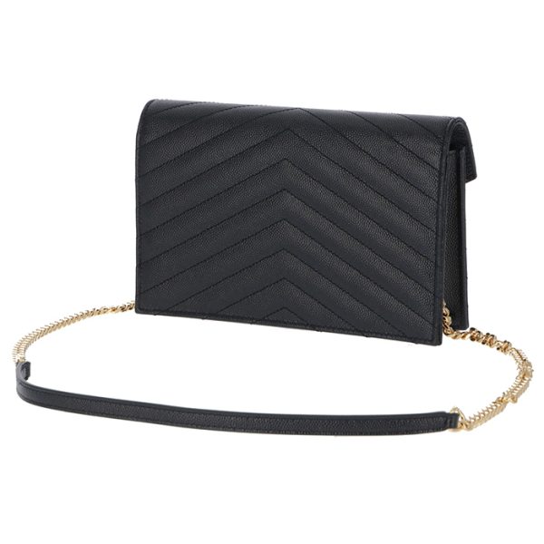 393953bow011000 2 Saint Laurent Crossbody Long Wallet Monogramme Matel Black