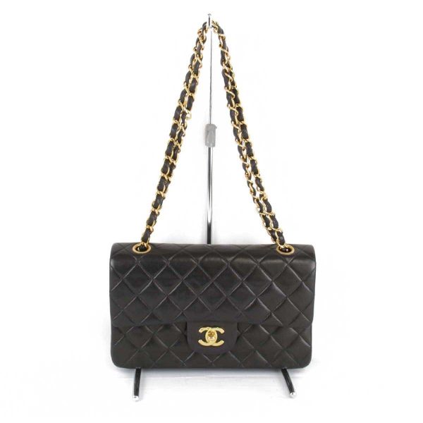 4006231107020t 1 Chanel Double Flap Matelasse Lambskin Shoulder Bag Black