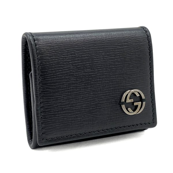 406653aru0n1000 01 Gucci Chelsea Interlocking Leather Coin Case Purse Wallet Black Silver