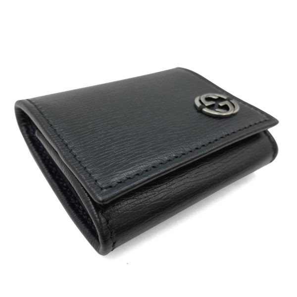 406653aru0n1000 08 Gucci Chelsea Interlocking Leather Coin Case Purse Wallet Black Silver